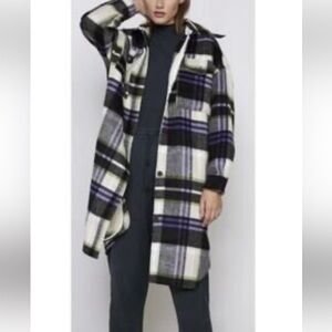 ZARA L Plaid Long Flannel Shirt Jacket